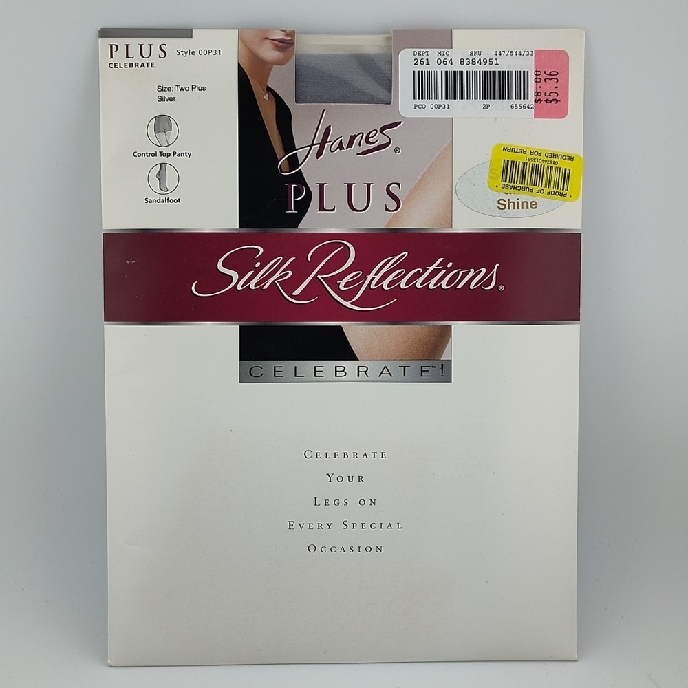 Hanes plus silk reflections celebrate style 00p31 vintage NEW old stock silver